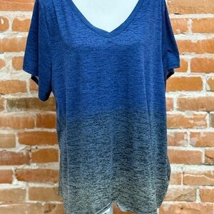 Blue Gradient V-Neck Women's Top